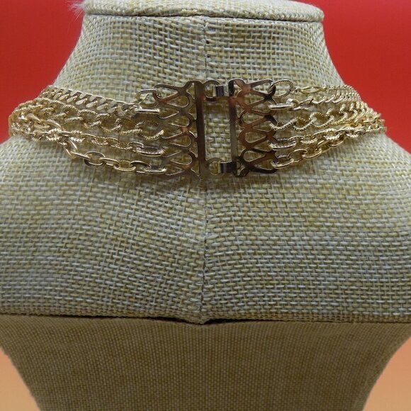 Vintage Multi-Strand Necklace Layered Etruscan Revival Gold-tone Purple Beads - Picture 2 of 7